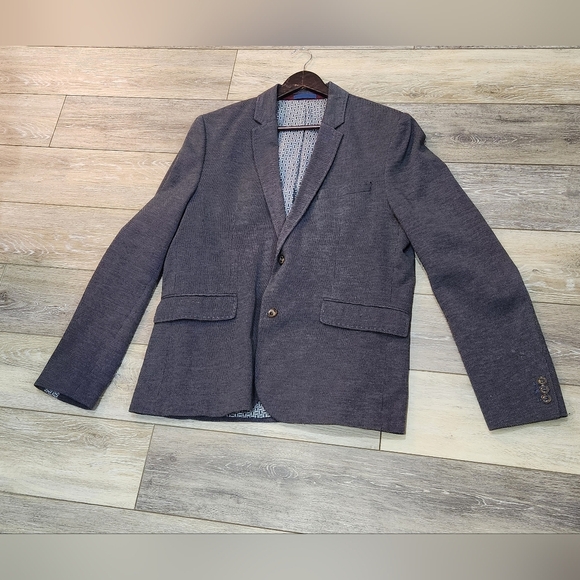 Ted Baker London Jay Trim Fit Blue And Grey Men's Wool Blazer Size 42 - Picture 1 of 8
